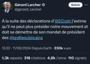Alliance Éric Ciotti et le RN : une crise chez Les Républicains