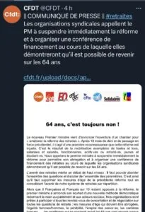 Réforme des retraites : huit syndicats réclament la suspension immédiate