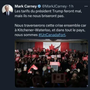 Declaration de Mark Carney sur son compte X