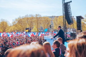 Jordan Bardella, president du RN lors de son discours ( Credit photo compte X rassemblement national)